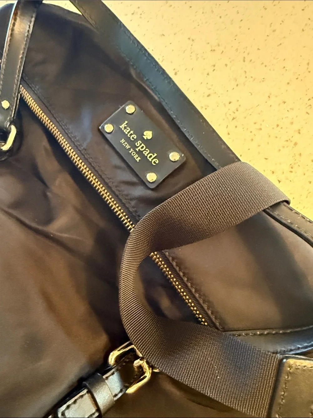 kate spade Black Nylon Messenger Crossbody with Gold Hardware